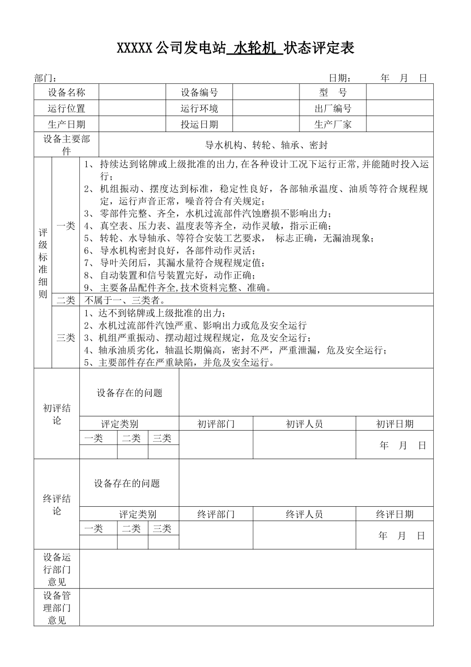 发电厂设备评级评定表)_第1页
