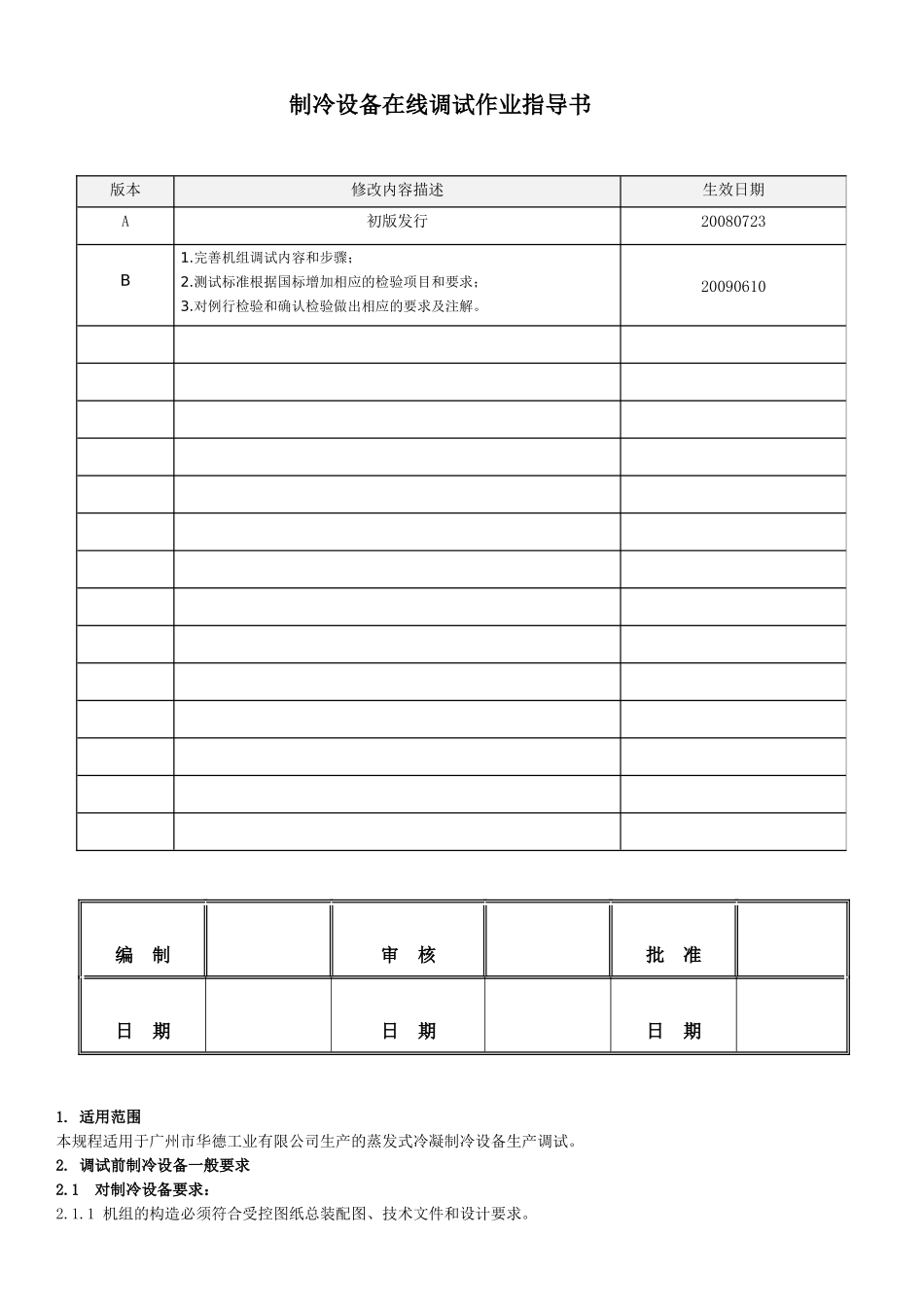 制冷设备在线调试作业指南_第1页