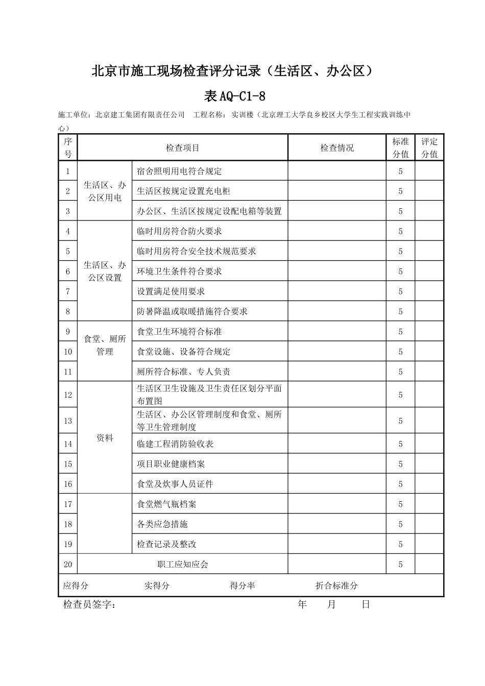 施工现场检查评分记录汇总表_第3页