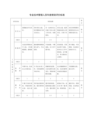 专业技术管理人员年度绩效评价标准
