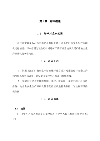 尾矿库安全生产标准化评审报告