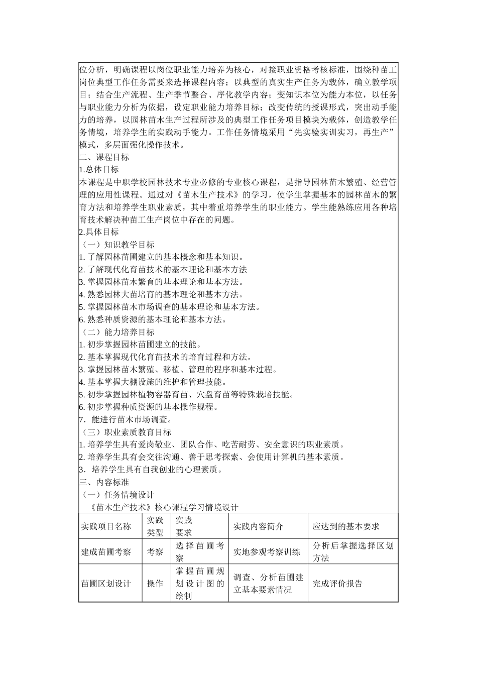 《苗木生产技术》课程标准_第2页