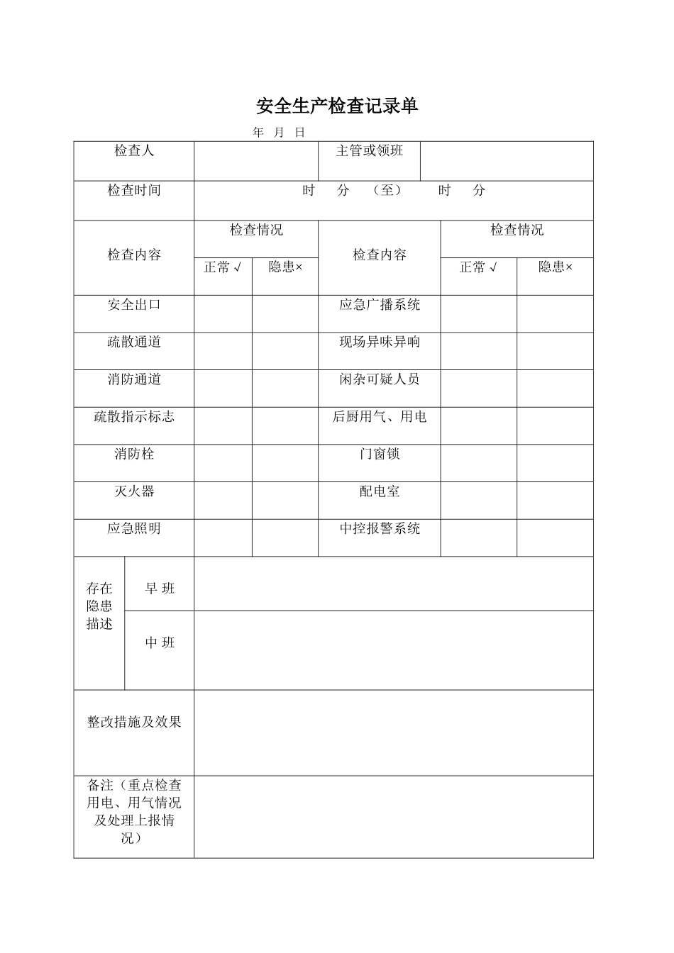安全生产检查记录单(49页)_第2页