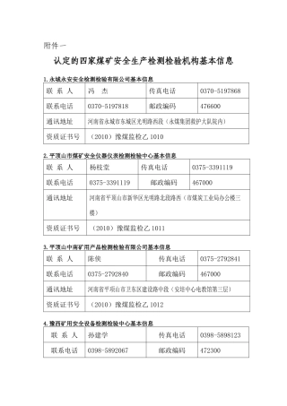 关于授予河南省劳动防护产品质量监督检验站安全生产检测检验资质