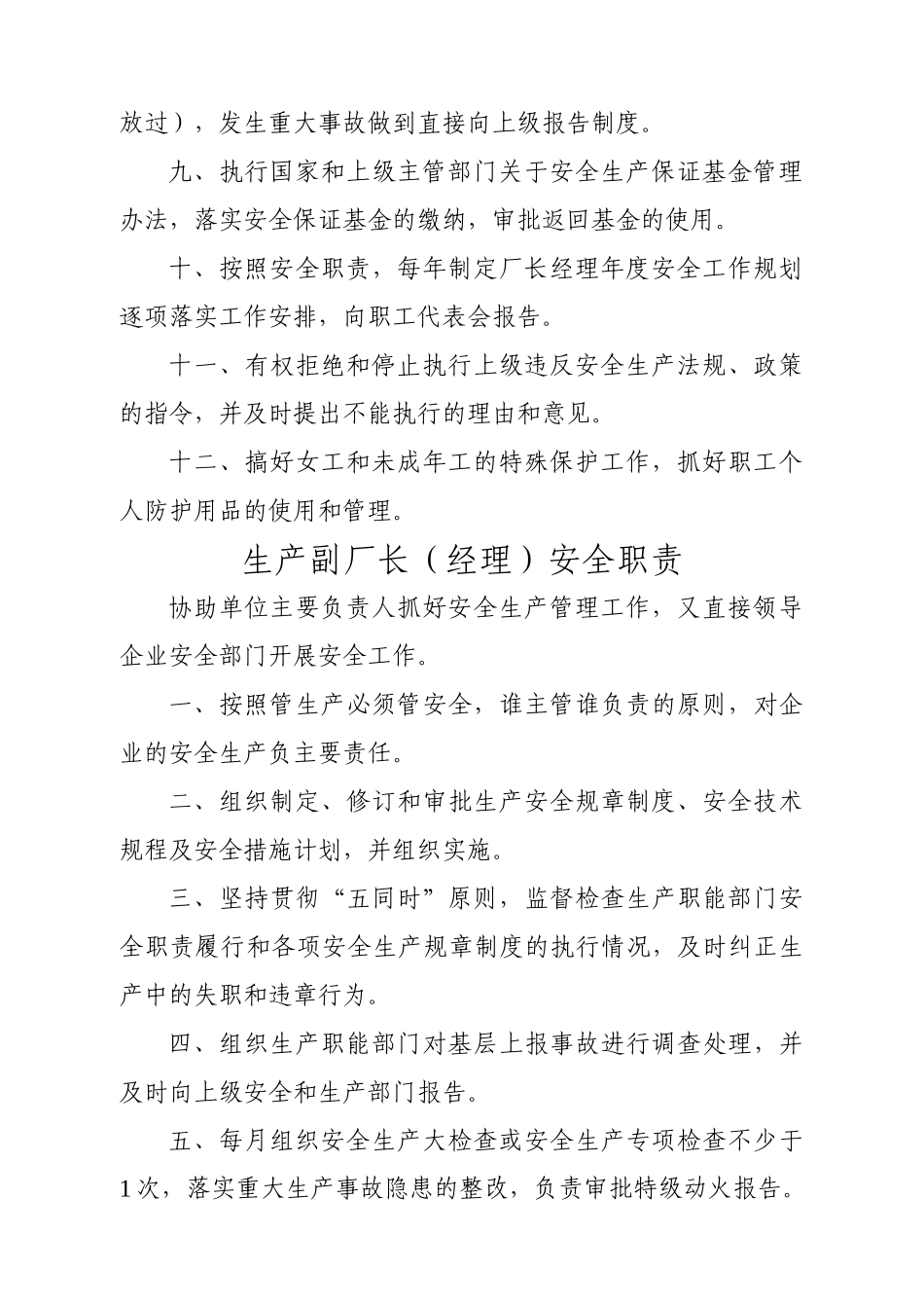 厂长经理安全生产主要职责_第2页