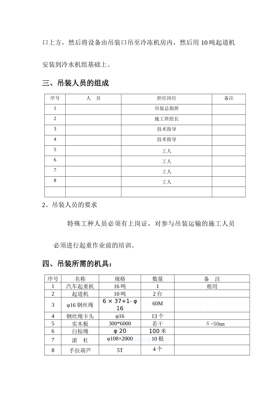 大型设备(冷水机组)吊装方案_secret_第3页