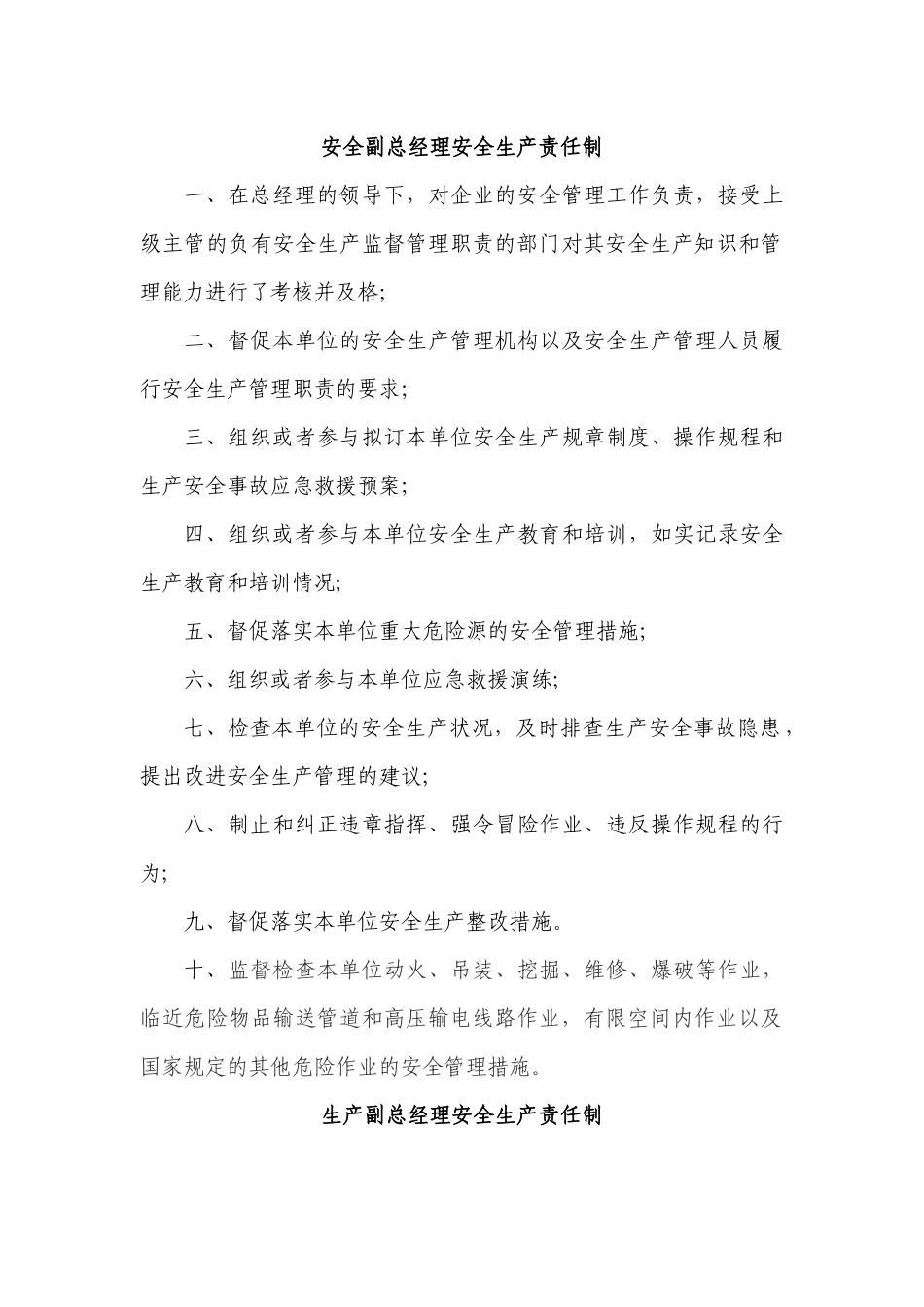 某公司职能部门及负责人等安全生产责任制汇编_第2页