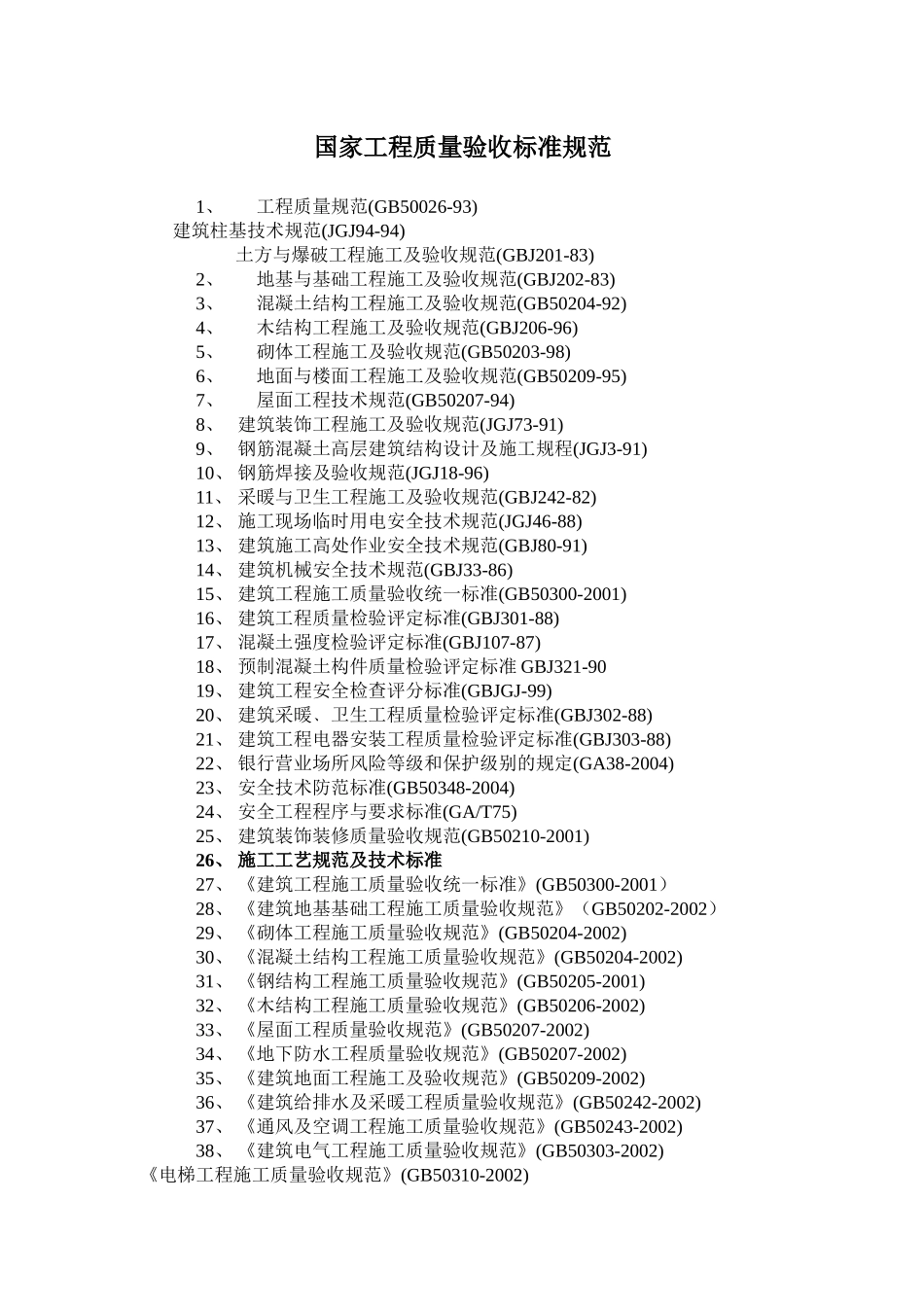 国家工程质量验收标准规范、工程技术组织设计_第1页