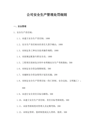 安全生产管理处罚细则
