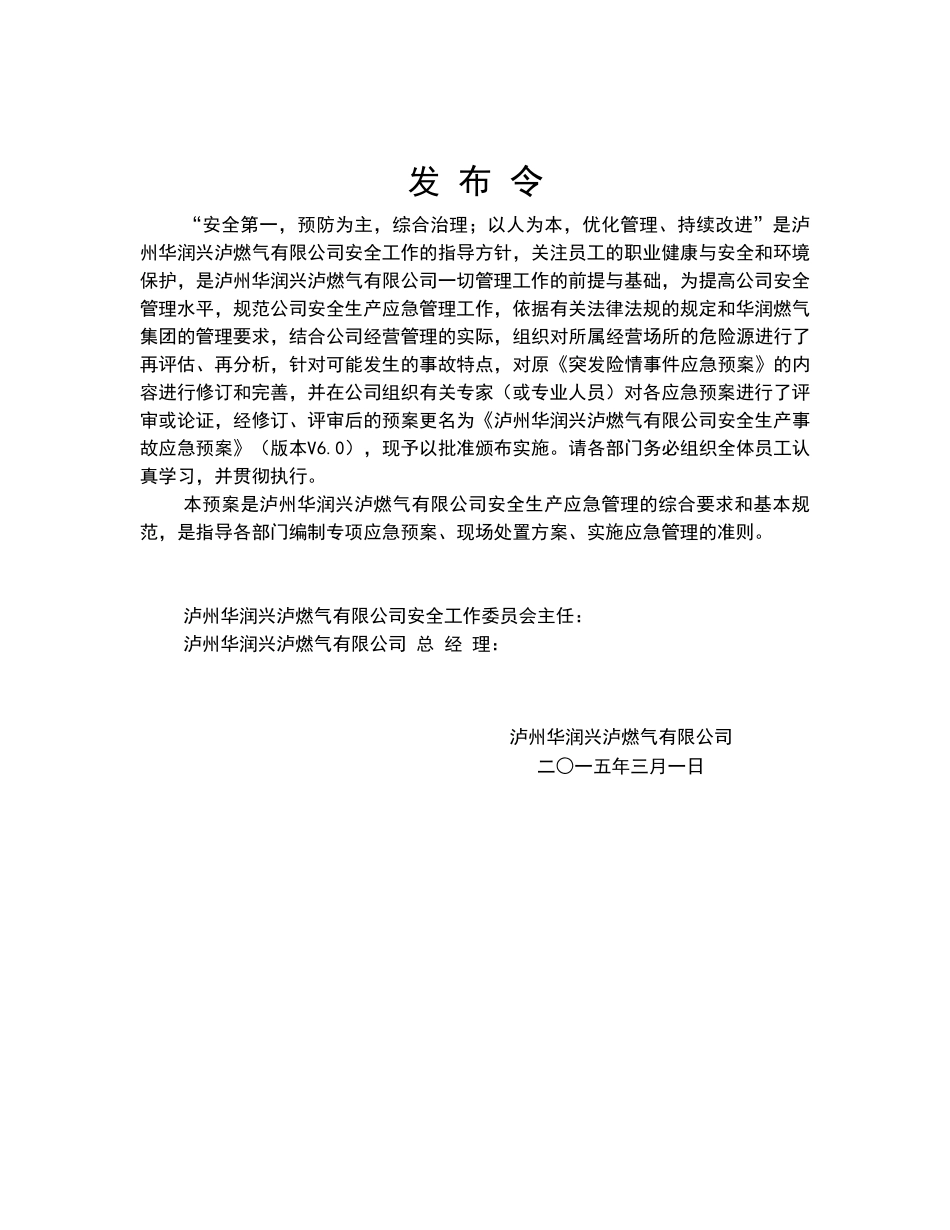 燃气公司安全生产事故综合应急预案(48页)_第2页