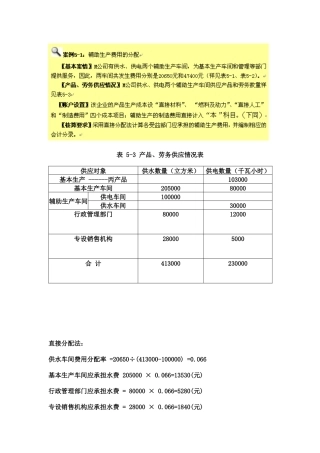 辅助生产成本分配例题