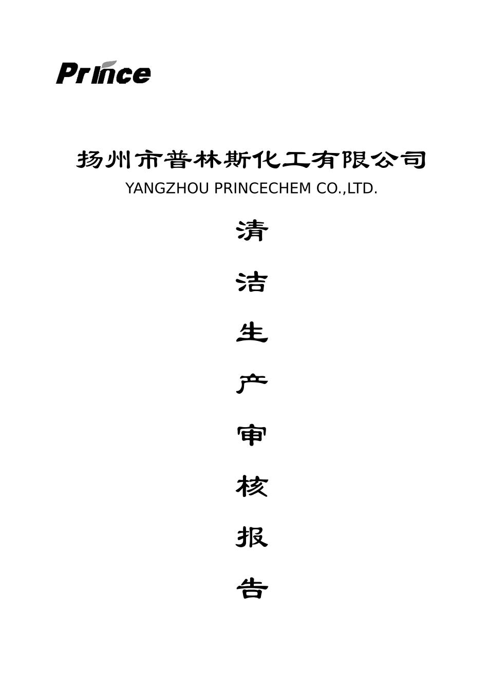 扬州市普林斯化工有限公司清洁生产审核报告_第1页