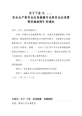 安全生产委员会应急救援专业委员会应急管理实施细则