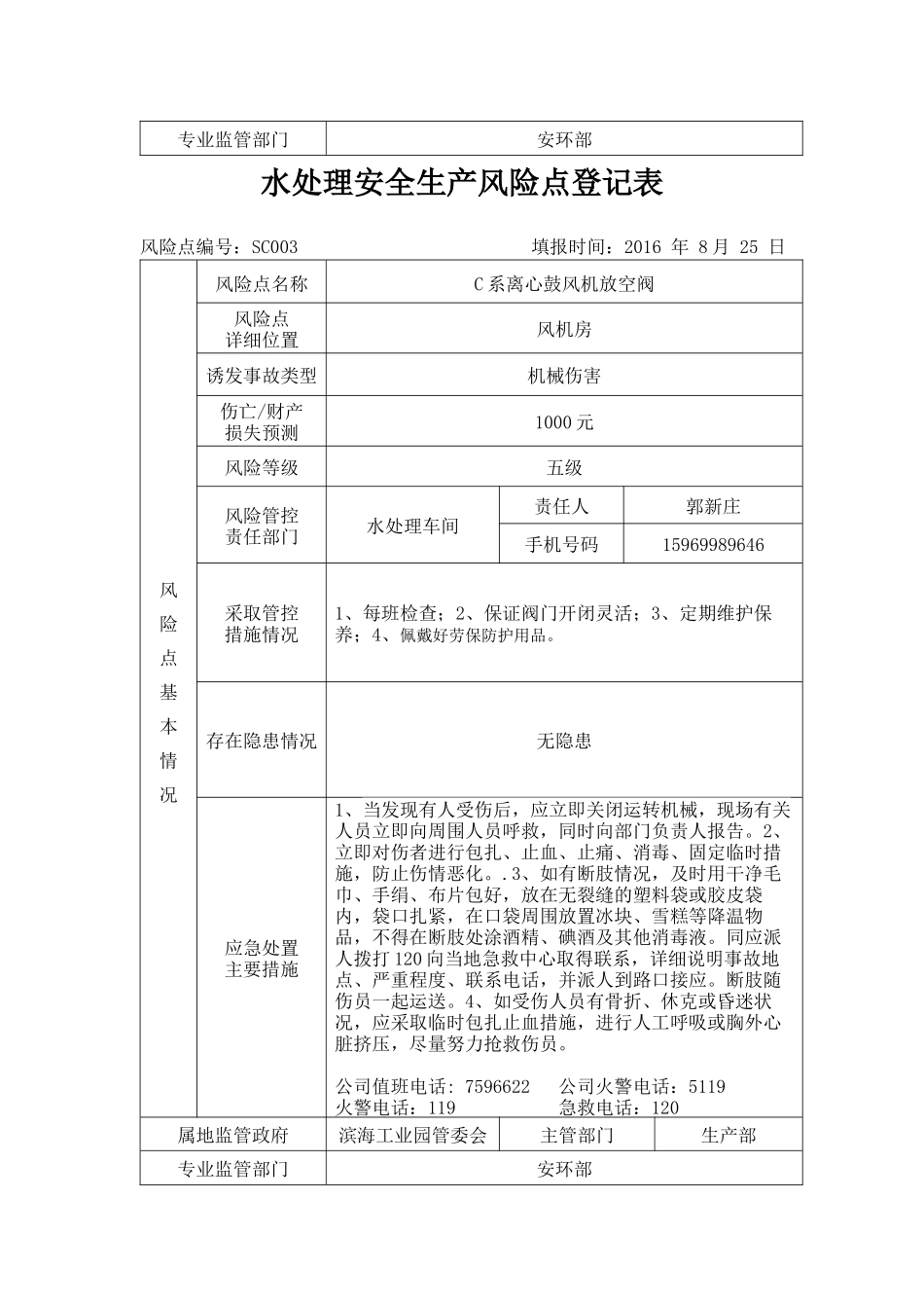 水处理安全生产风险点登记表_第3页