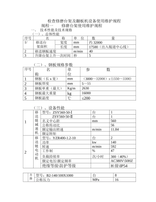 修磨台架及翻板机设备使用维护规程