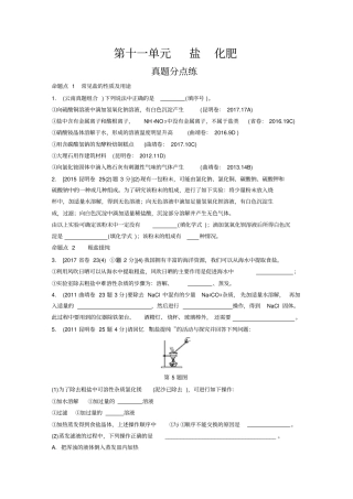 中考化学第十一单元盐化肥中考真题专题训练含答案