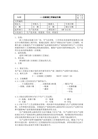 注射液工艺验证方案