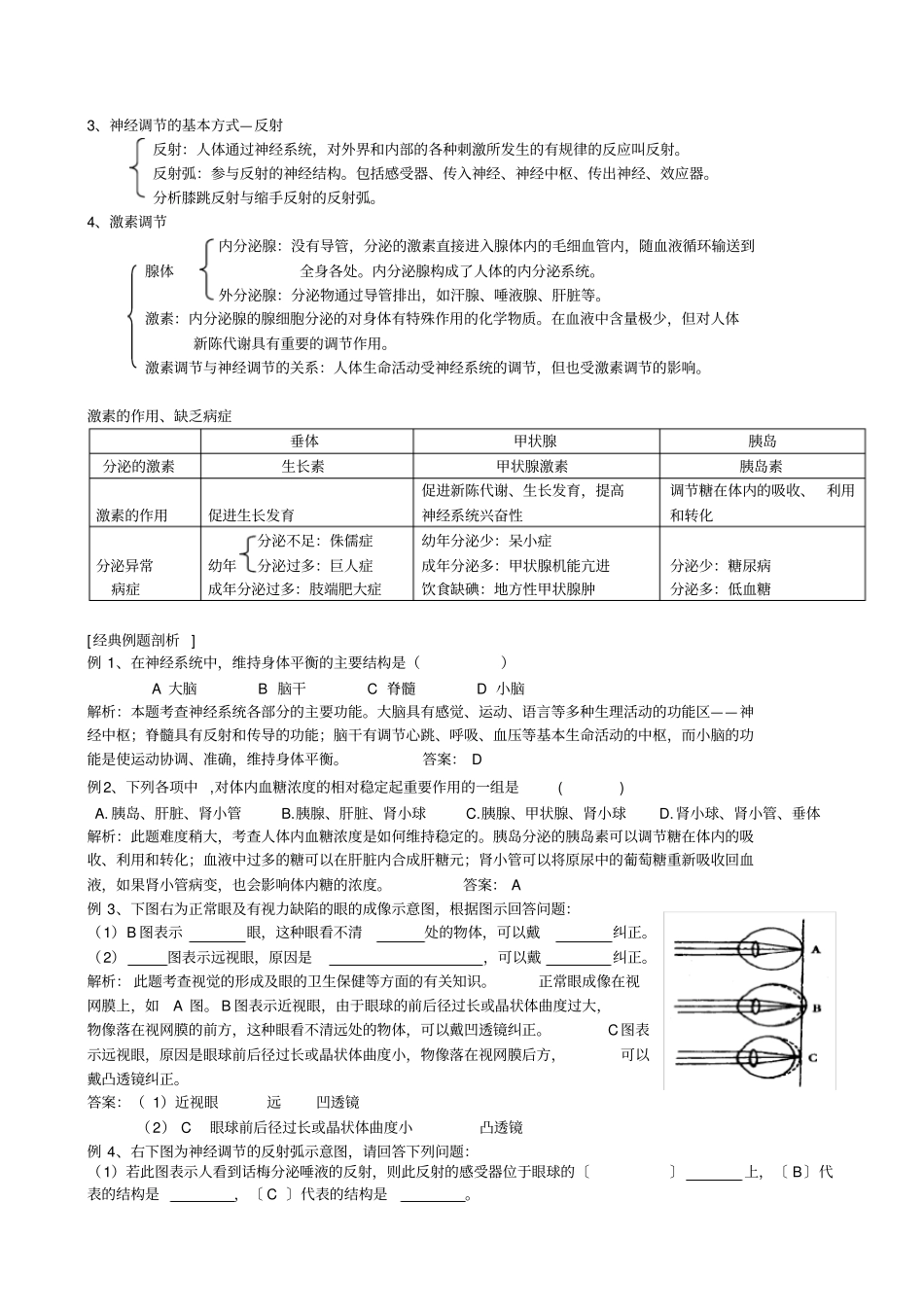 人体生命活动的调节专题复习练习_第2页