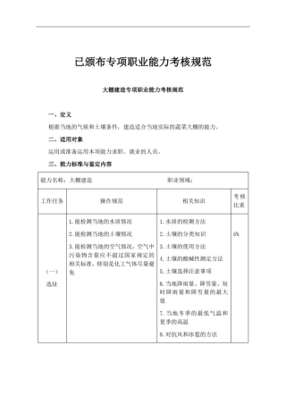 已颁布专项职业能力考核规范