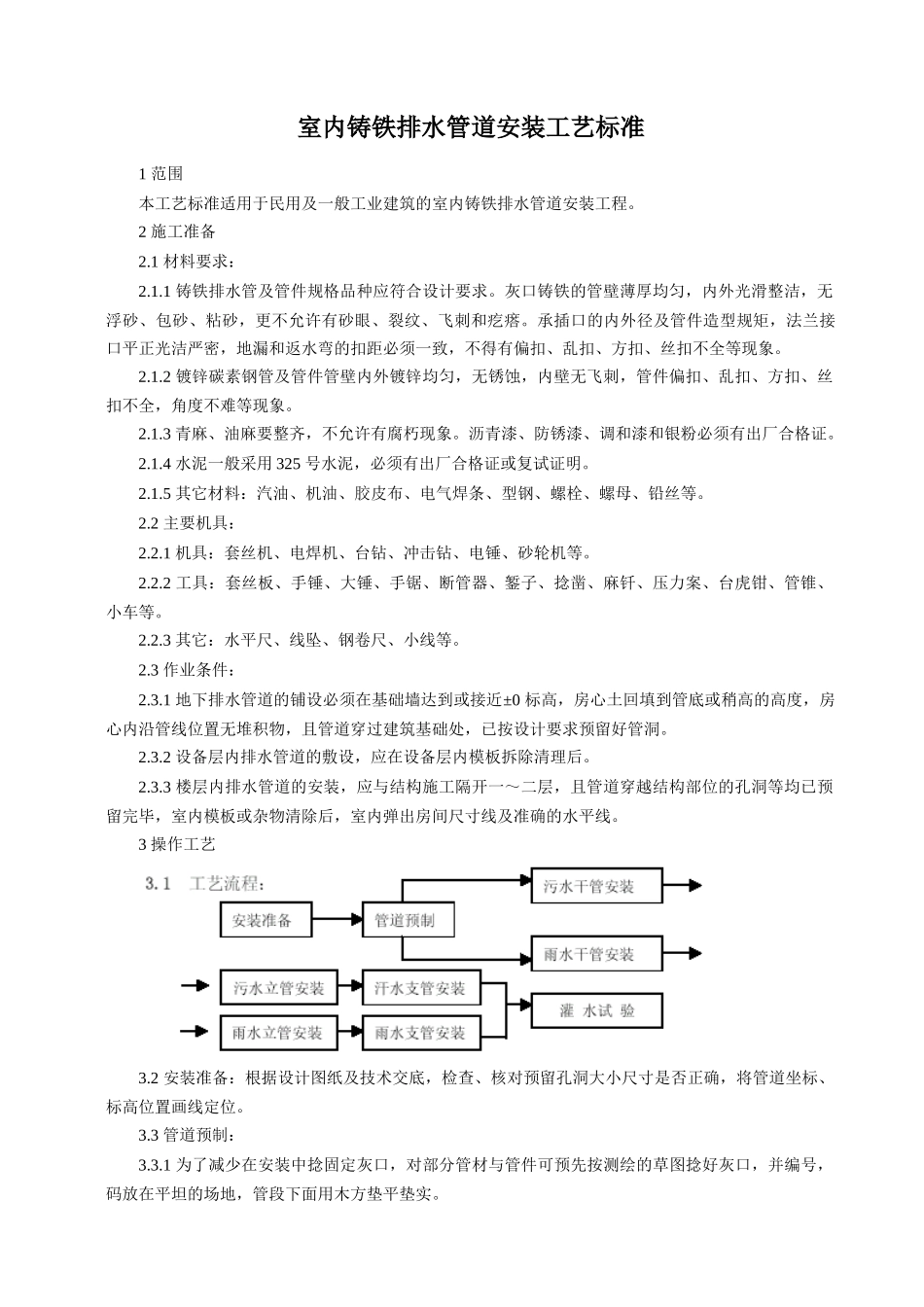 铸铁下水管施工工艺_第1页