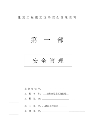 建筑工程施工现场安全管理资料大全全套