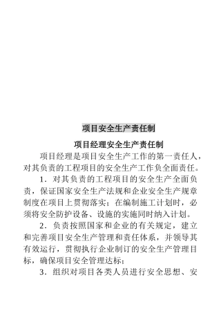 项目安全生产责任制大全