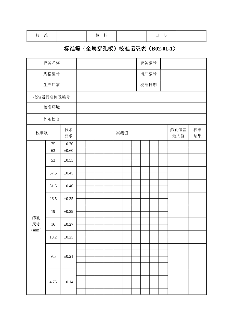 公路试验检测设备校准记录表_第3页