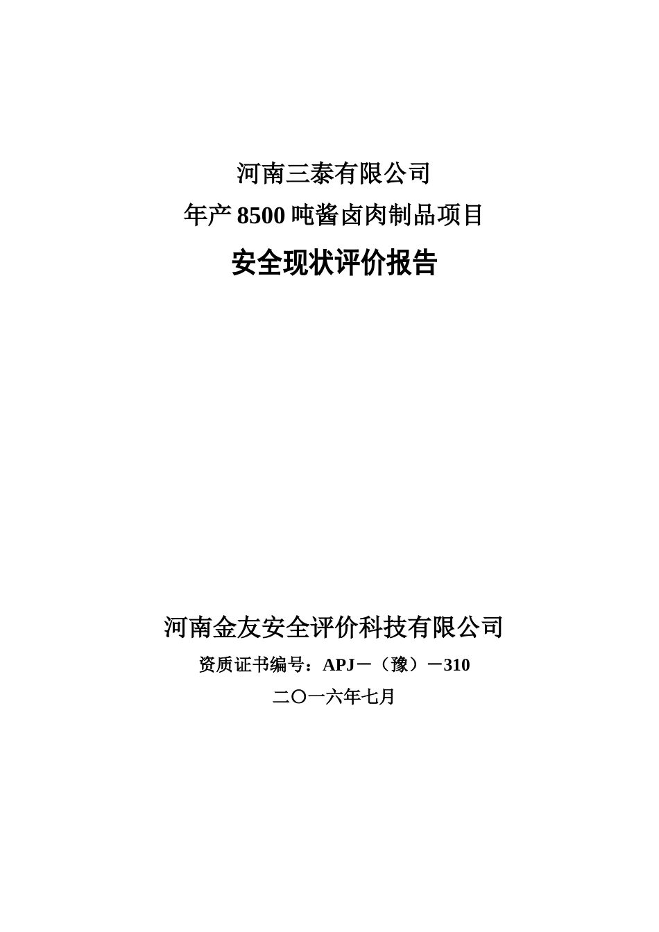 河南三泰安全现状评价报告(报审1)_第1页