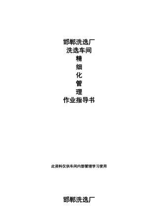 洗选车间精细化管理指导书