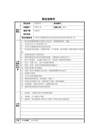 化验班长职位说明书