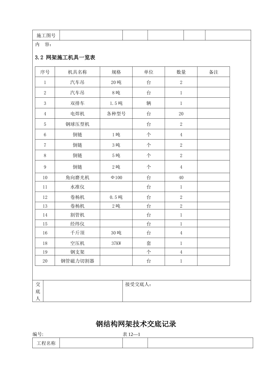 网架施工技术交底记录_第3页