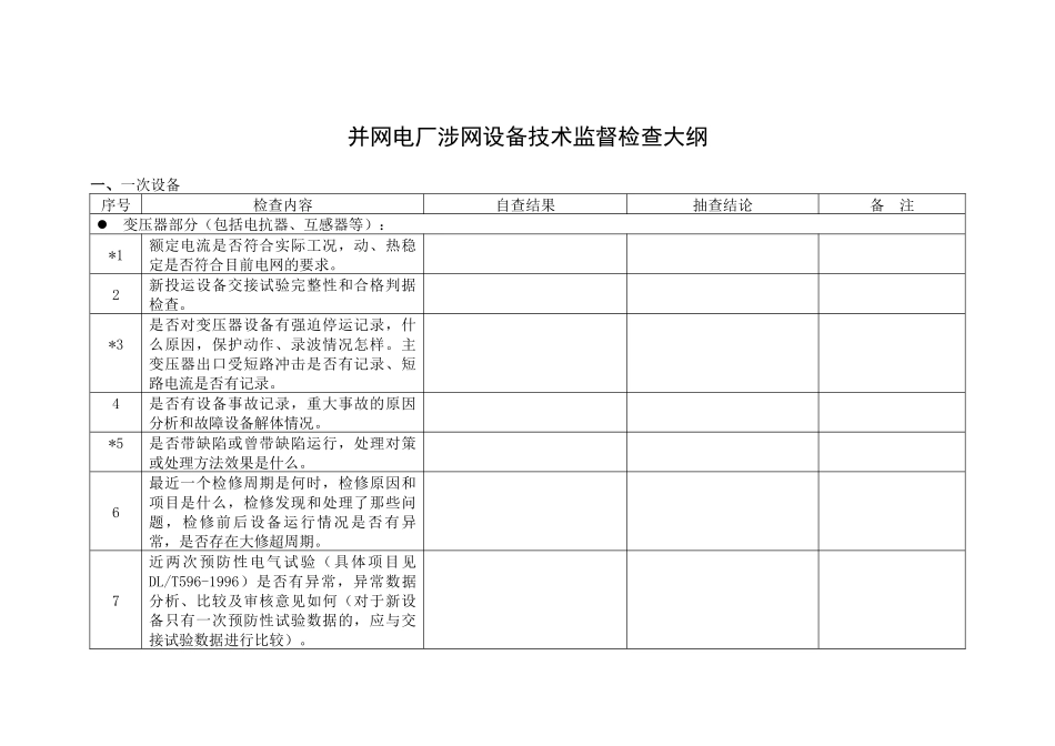 并网电厂涉网设备技术监督检查大纲_第1页