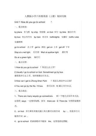 人教版小学六年级英语知识归纳