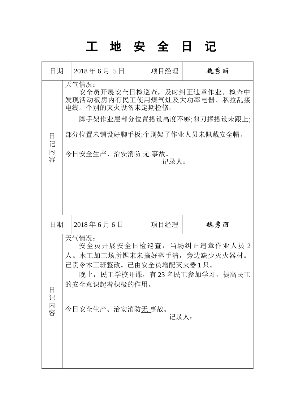 工地安全日记-范例(46页)_第3页