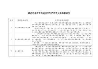 温州市工商贸企业安全生产评估分级填表说明