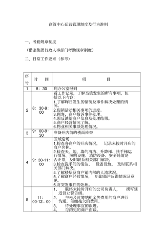 商管中心运营管理制度及行为准则