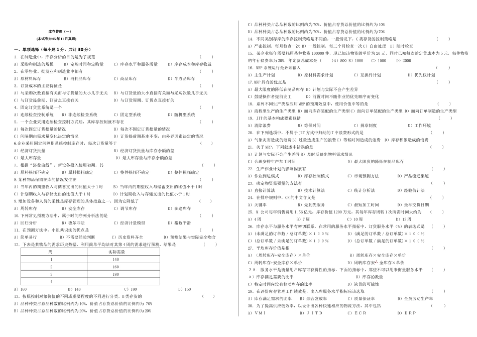 库存管理(一)_第1页