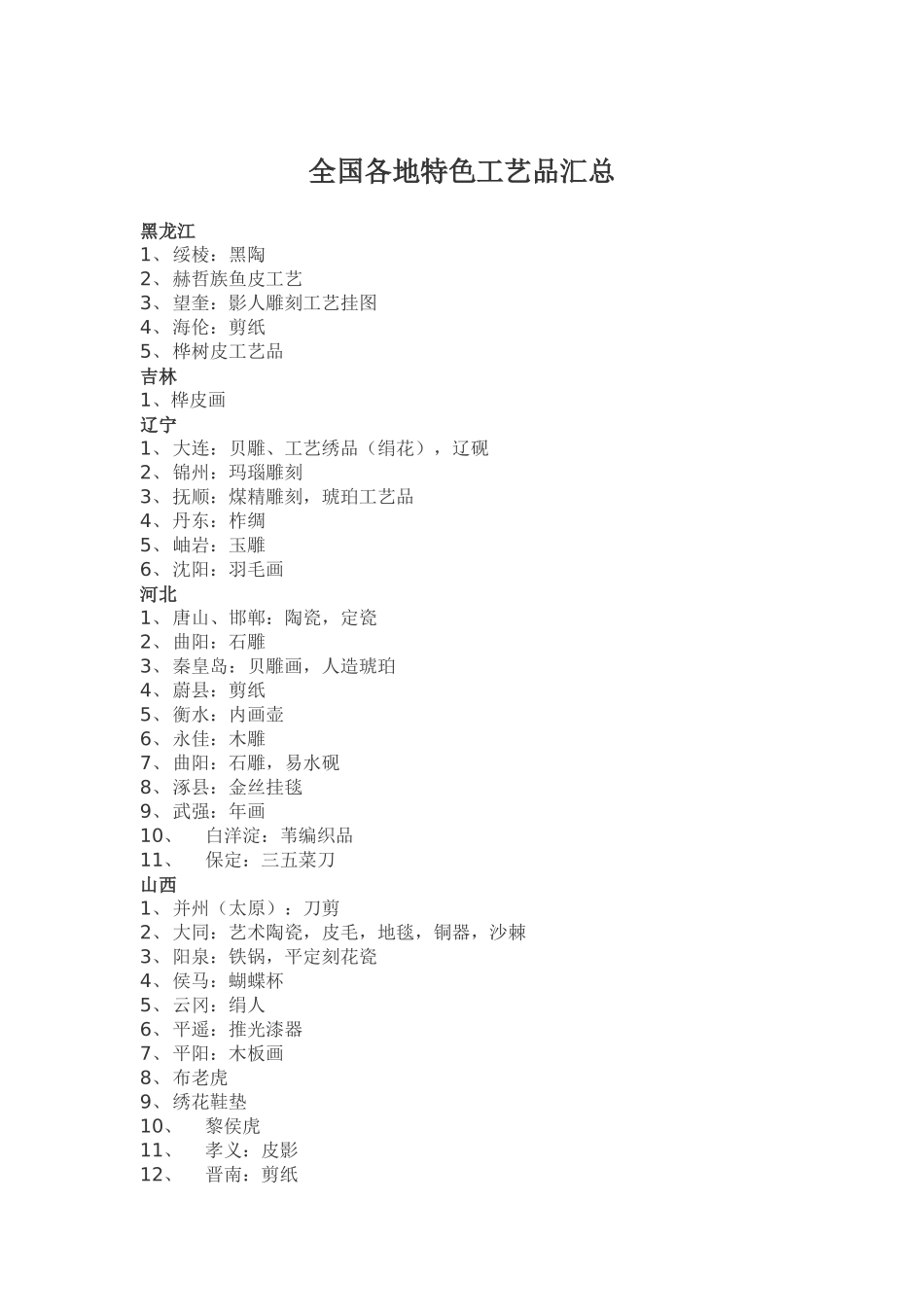 全国各地工艺品汇总_第1页