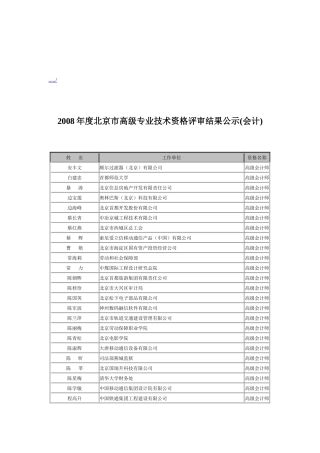 北京市年度高级专业技术资格评审结果公示