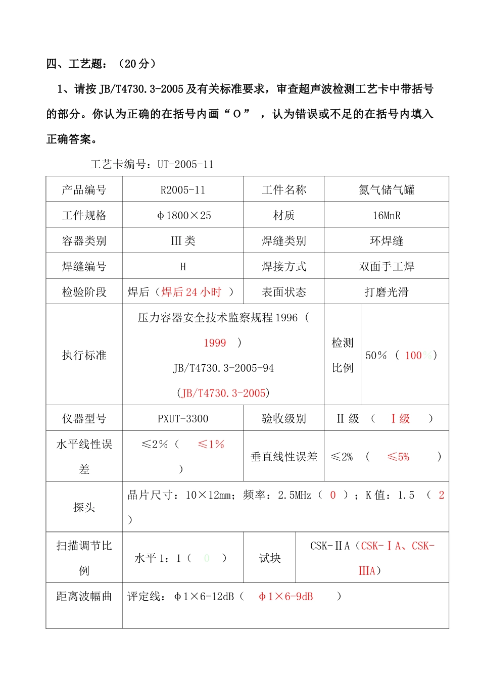 UT工艺试题_第1页