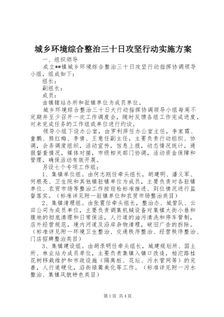 城乡环境综合整治三十日攻坚行动方案