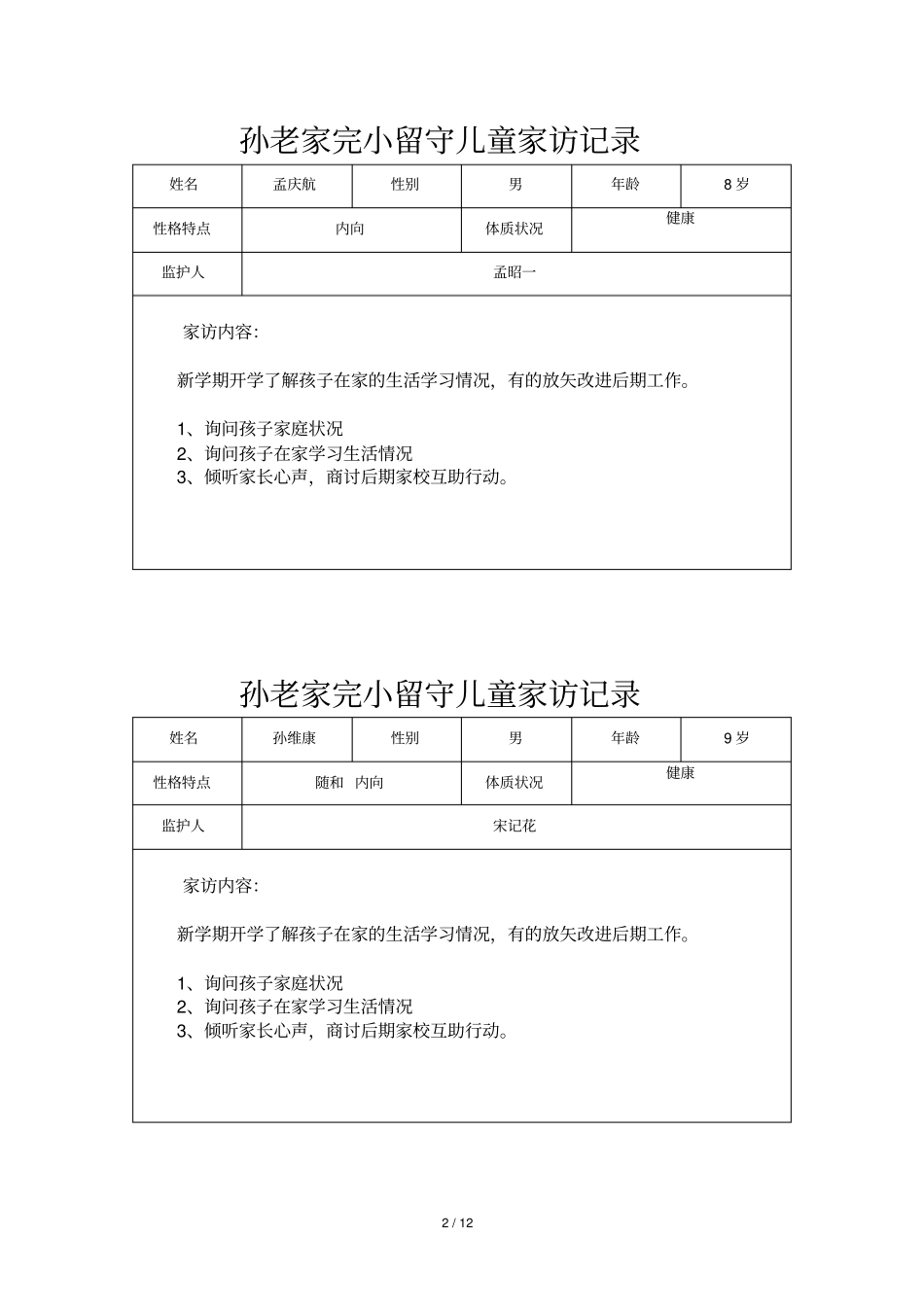 小学留守儿童家访记录内容24次_第2页