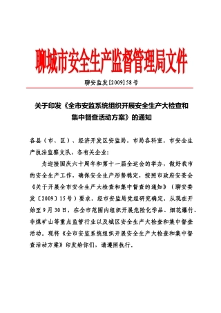 聊城市安全生产监督管理局文件