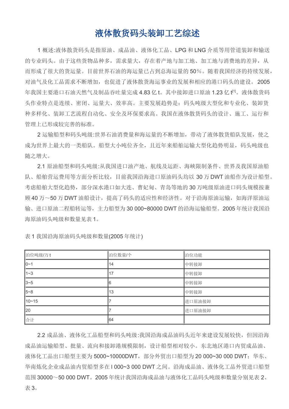液体散货码头装卸工艺综述_第1页