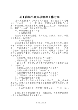 县工商局小金库项治理工作实施方案