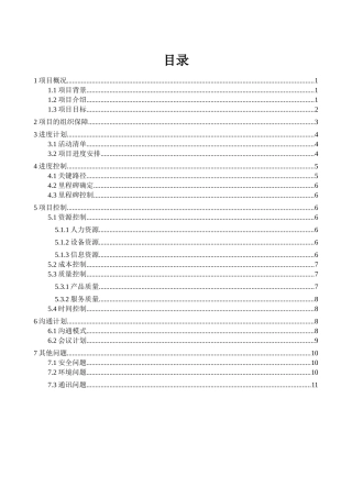 设想作业—汽车活动(项目管理计划报告)