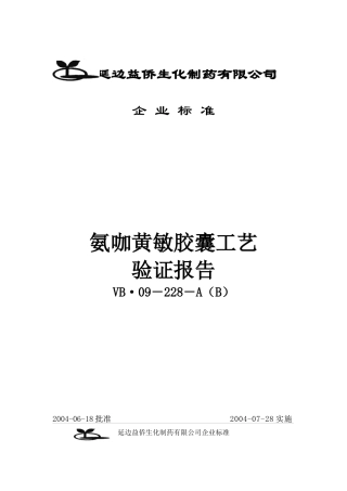 氨咖黄敏胶囊工艺验证报告