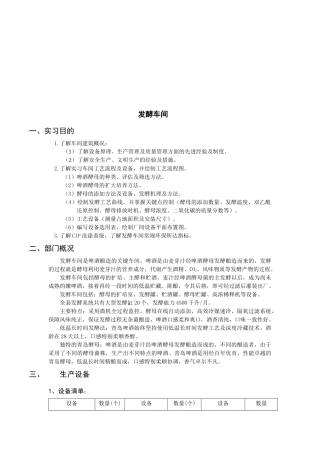 发酵车间的实习报告