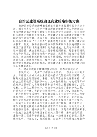 自治区建设系统治理商业贿赂方案