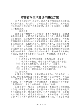 市体育局作风建设年整改实施方案